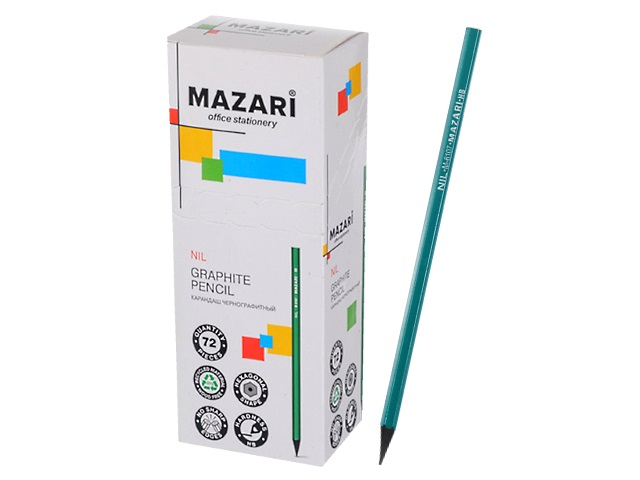 Карандаш HB Mazari Nil пластик шестигранный без ластика M-6107