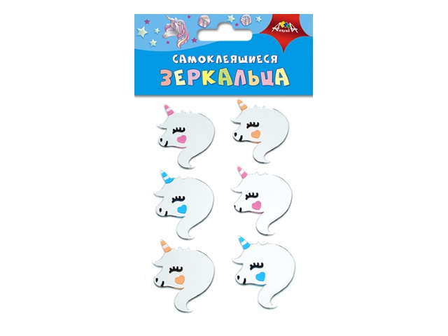 Декоративные элементы Зеркальца Единорожки 6 шт. Апплика С3750-03