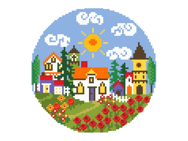 Алмазная мозаика круглая 24см Рыжий кот Дом с садом YKH37