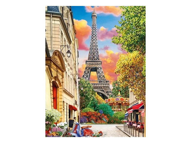 Картина по номерам 17*22см Рыжий кот Весенний романтичный Париж на закате ХК-8127