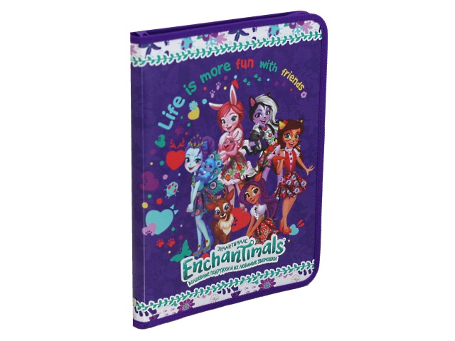 Папка для труда А4 пластик на молнии с отворотом Академия Холдинг Enchantimals ENGB-US1-PTRA4