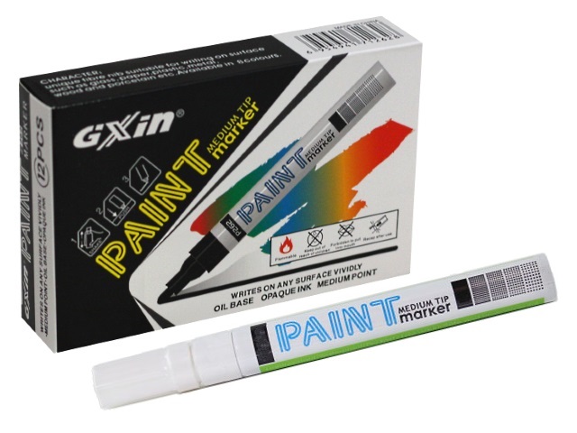 Маркер краска Paint Gixin Basir белый круглый 2-4мм G-862A