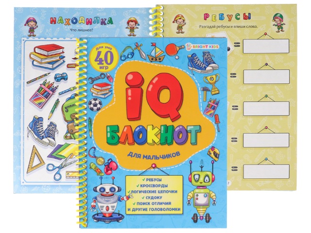 Развивающая брошюра А5 IQ блокнот Для мальчиков Bright Kids РБ24-7054
