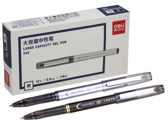 Ручка гелевая Deli черная 0.5мм S33