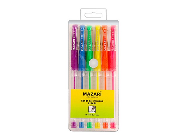 Ручка гелевая набор   6цв Mazari Lipari 0.5мм М-5510-6