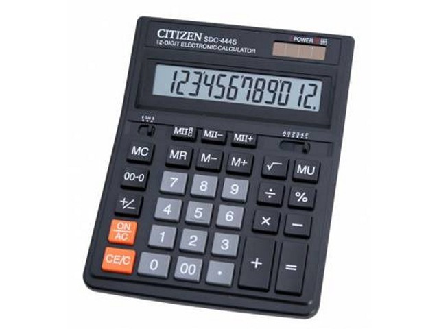 Калькулятор СITIZEN 12-разрядный черный 16*20 см SDC-444S
