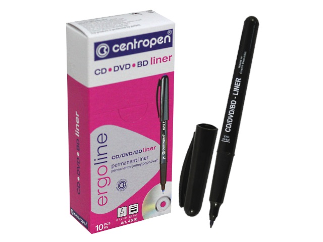 Маркер для дисков Centropen 4616 черный круглый 0.6мм