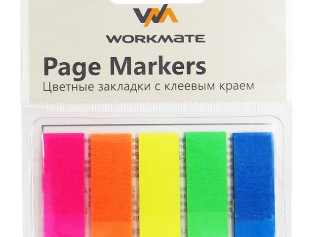 Стикер-закладка WM 45*12мм 5 цветов по 25л пластик неон 003001600