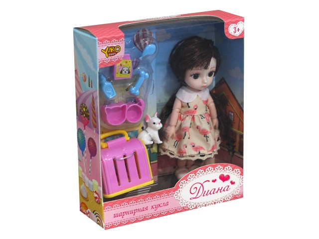 Кукла шарнирная Диана 15см с питомцем YakoToys М0575-3