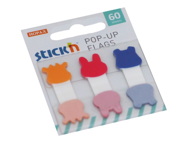 Стикер-закладка Hopax Stick`n Животные 3 цвета пластик 26090