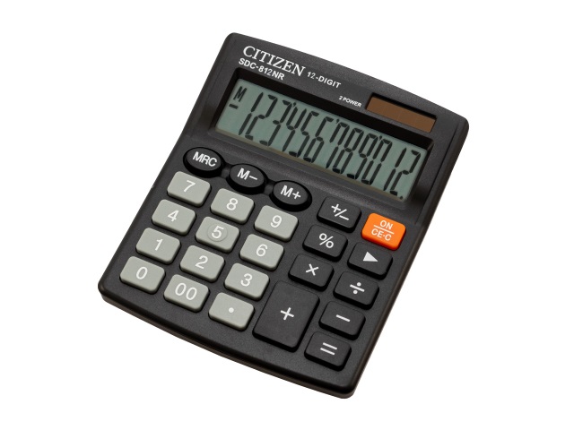 Калькулятор СITIZEN 12-разрядный черный 12.7*10.5 см SDC-812NR