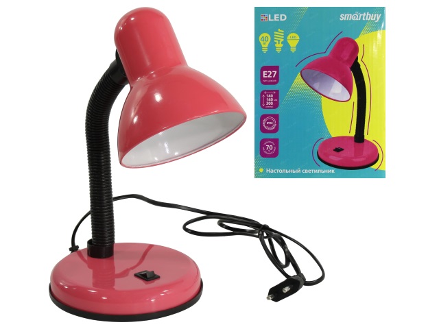 Лампа настольная Smartbuy от сети E27 розовая SBL-DeskL-Pink