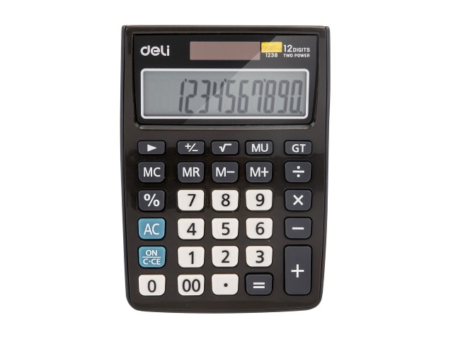 Калькулятор 12-разрядный Deli 10*14см черный 1238