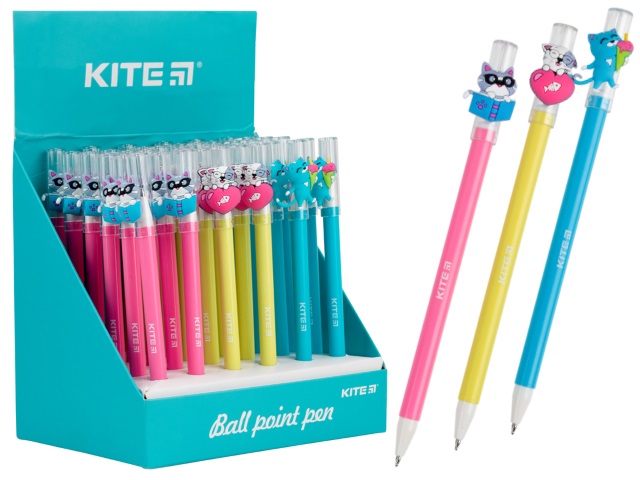 Ручка шариковая Kite Cats life синяя 0.5мм K21-353