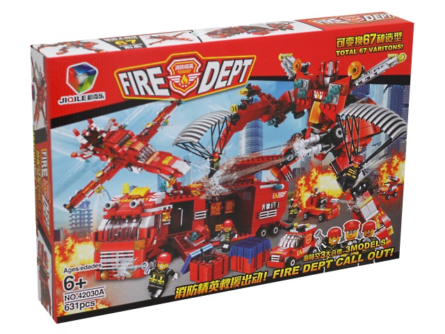 Конструктор  631 деталь Fire Dept Пожарная машина KNS1160