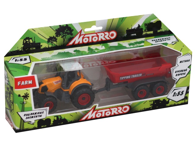 Машина металл Motorro Farm Трактор с прицепом 22см 103004