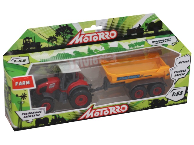 Машина металл Motorro Farm Трактор с прицепом 22см 103011