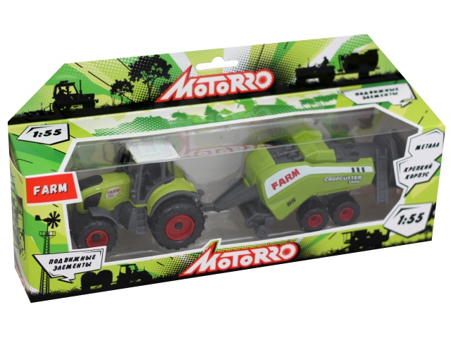 Машина металл Motorro Farm Трактор с прицепом 22см 103012