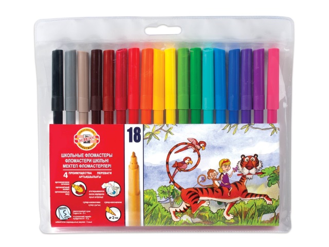 Фломастеры 18цв Koh-I-Noor Zoo 771002AH04TERU