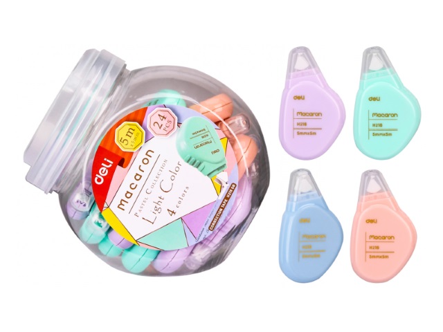 Корректор-лента Deli Macaron 5мм* 5м цветной EH21606