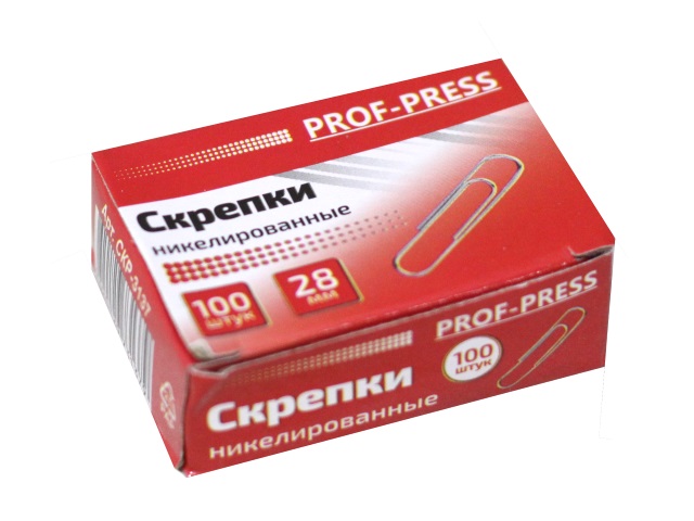 Скрепки 28мм 100шт Profit никелированные СКР-3137