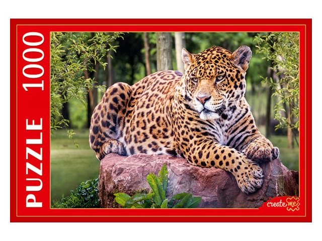 Пазлы 1000 деталей Рыжий кот Леопард на камне ГИП1000-2019