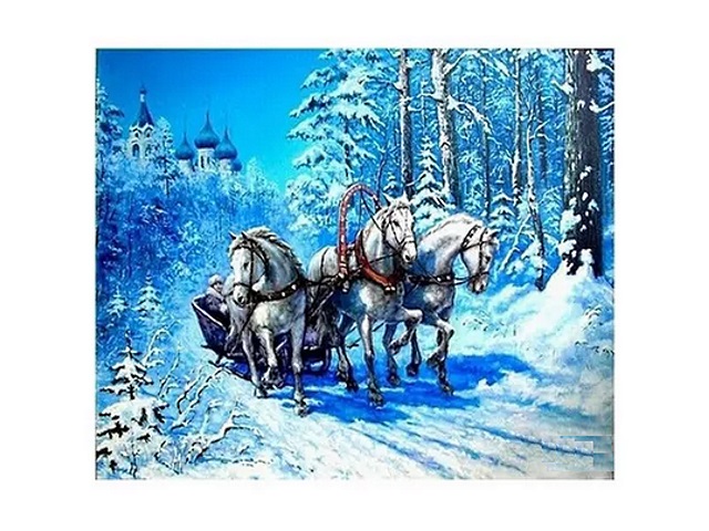 Алмазная мозаика без подрамника 20*25см Mazari Тройка M-11496