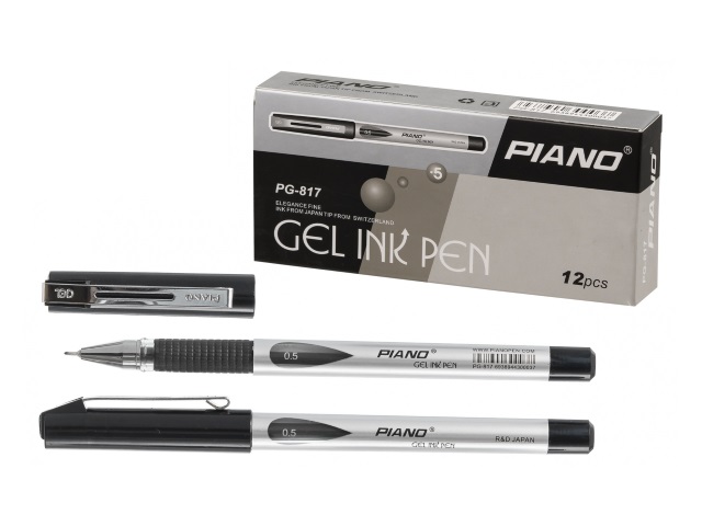 Ручка гелевая Piano черная 0.5мм PG-817