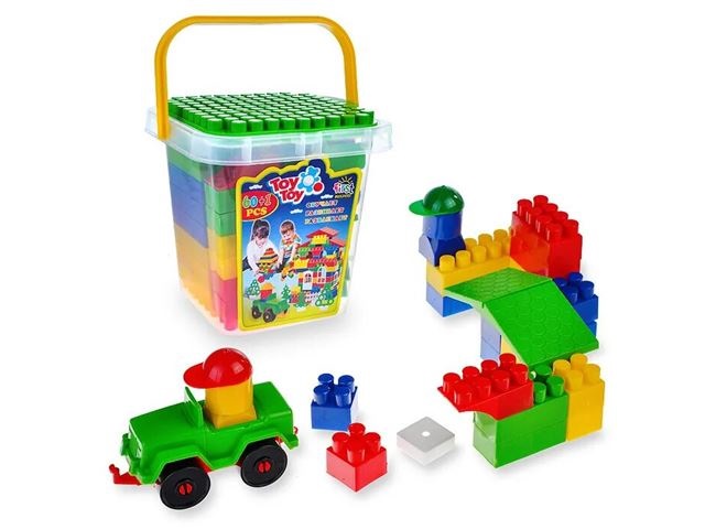 Конструктор с крупными деталями  60 шт. ToyToy ведро BTG-021