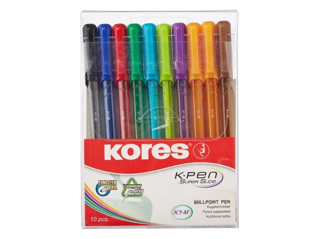 Ручка шариковая набор 10цв Kores К1-М 0.5мм 472621/ 37150