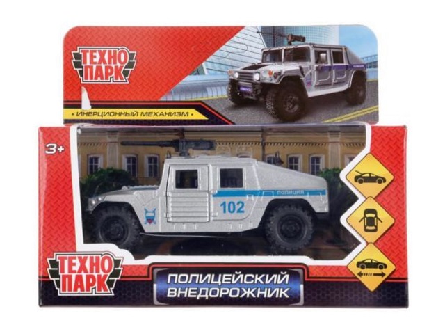 Машина металл Технопарк Пикап Полицейский внедорожник 12см серебристый HUMVEPICKUP-12POL-SR