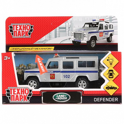 Машина металл Технопарк Land Rover Defender Полиция 12см DEFENDER-P-SL