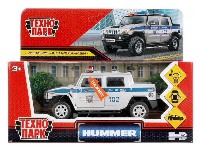 Машина металл Технопарк Hummer пикап Полиция 12см HUM2PICKUP-12SLPOL-SR