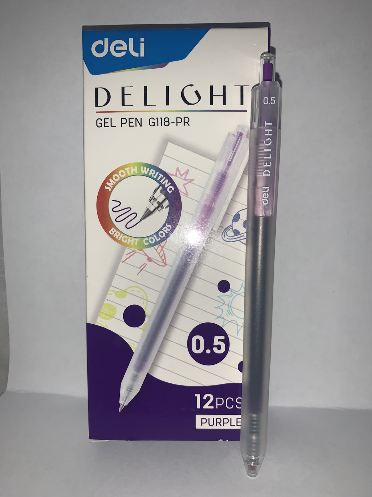 Ручка гелевая Deli Delight фиолетовая 0.5мм EG118-PR/12