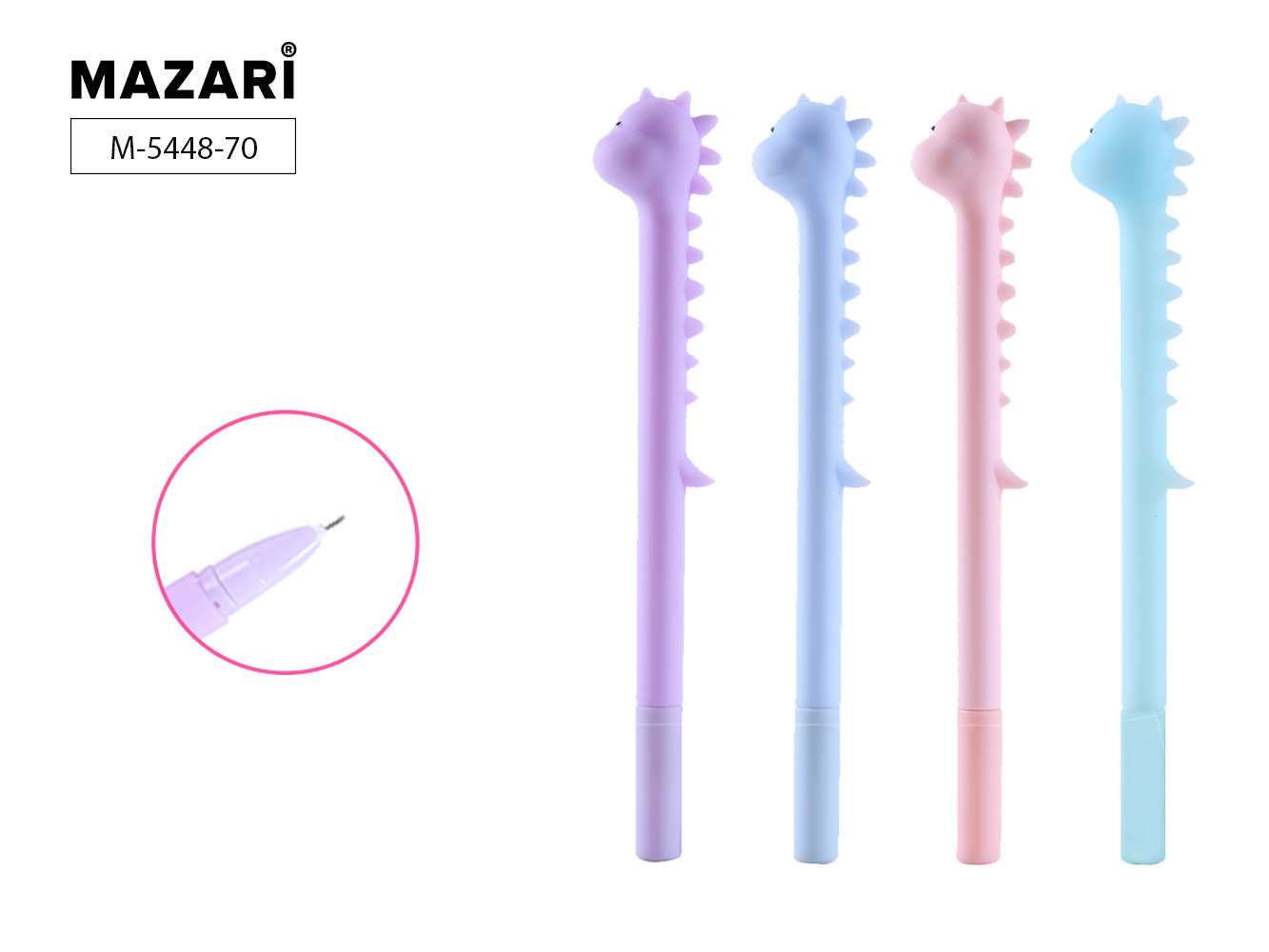 Ручка гелевая Mazari CUTE DINOSAUR синяя 0.5мм ассорти М-5448-70