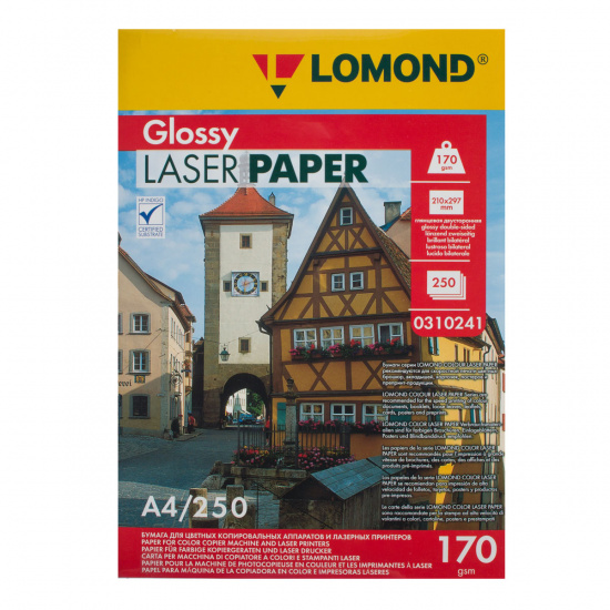 Фотобумага А4 Lomond Glossy DS CLC Paper для лазерной печати глянцевая 170 г/м2 250л 0310241