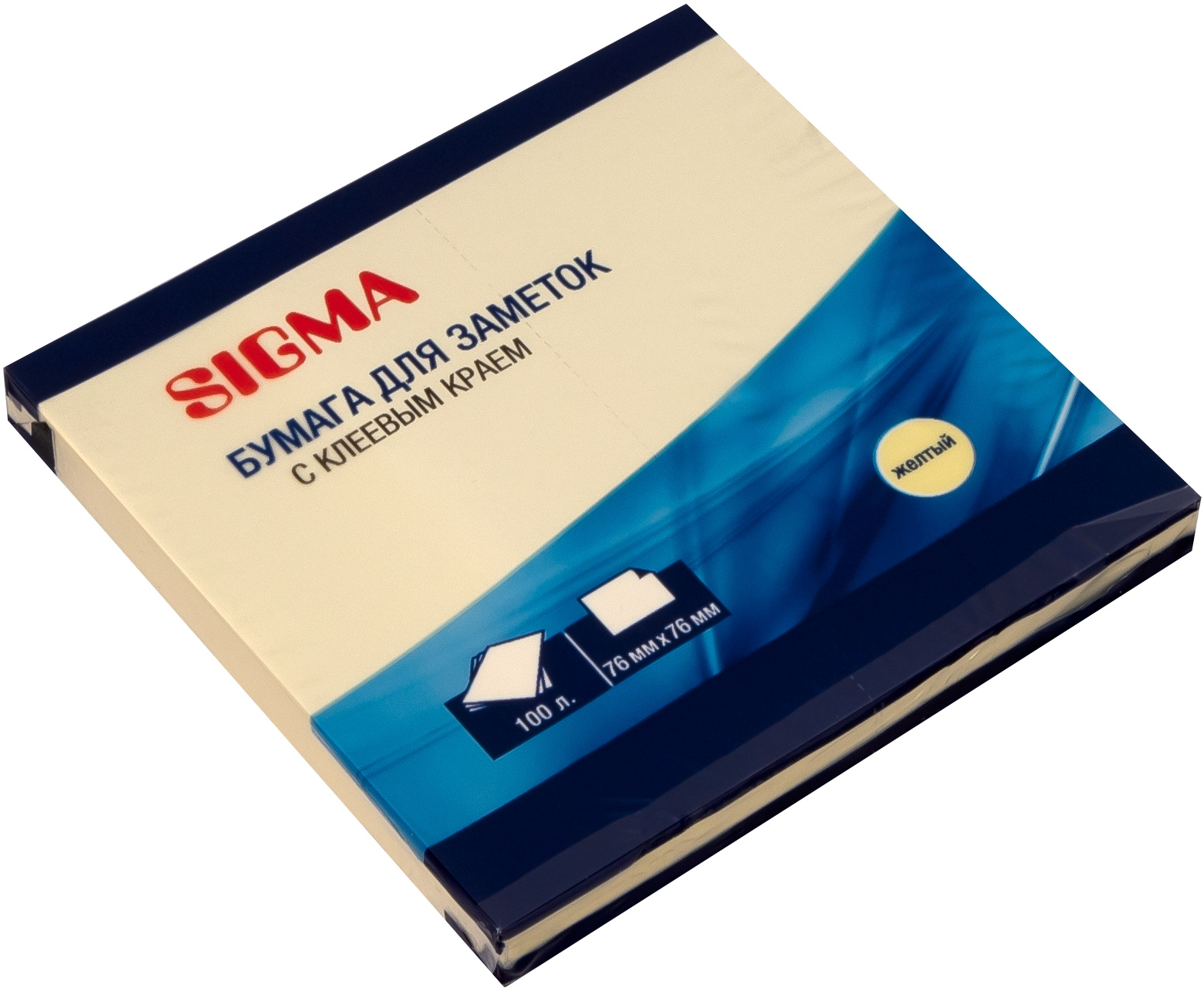 Стикер 75* 75мм Sigma 100л пастель желтый 21007/1