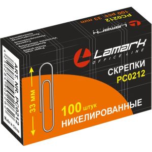 Скрепки 33мм 100шт Lamark никелированные круглые PC0212