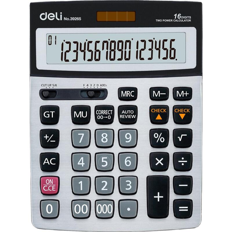 Калькулятор 16-разрядный Deli 21*15.5 см серый бухгалтерский Е39265