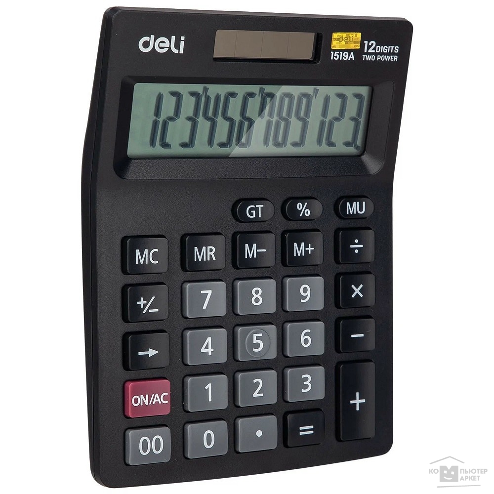 Калькулятор 12-разрядный Deli 17.1*12.5 см настольный Smart  черный E1507