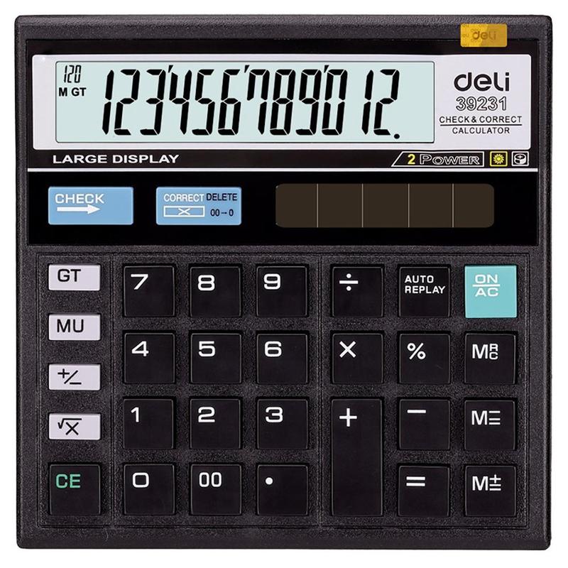 Калькулятор 12-разрядный Deli 13*13 см настольный черный E39231
