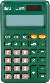 Калькулятор 12-разрядный Deli карманный зеленый EM120GREEN