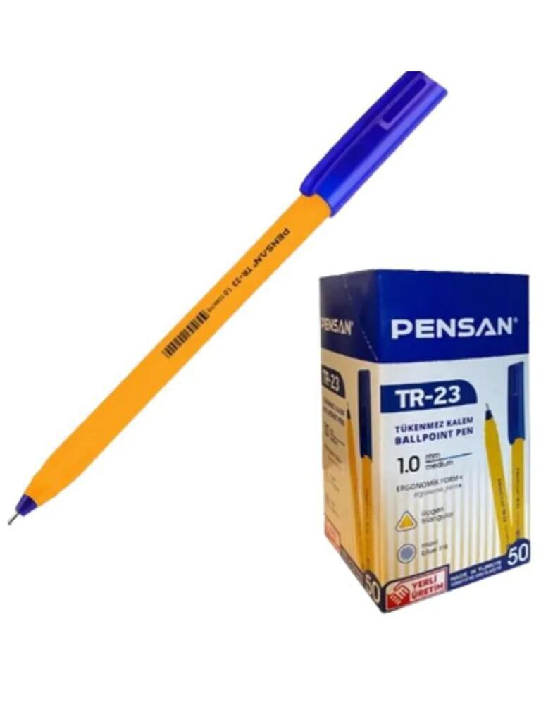 Ручка шариковая масляная Pensan Triangle желтый корпус синяя 1.0 мм 1599470/TR-23