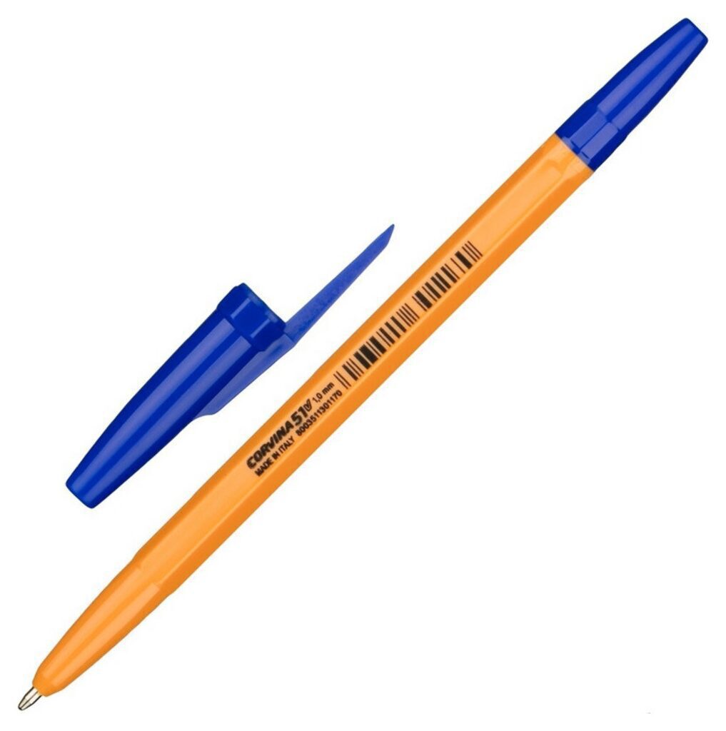 Ручка шариковая Corvina 51 синяя 1.0мм желт.корпус