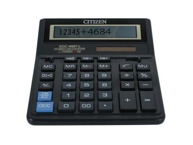 Калькулятор СITIZEN 12-разрядный черный 20*15.5 см SDC 888T