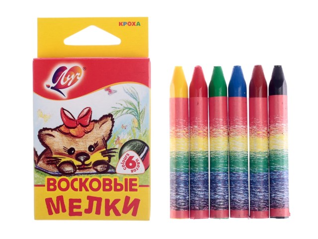 Мелки восковые  6цв Луч Кроха трехгранные 12С 870-08