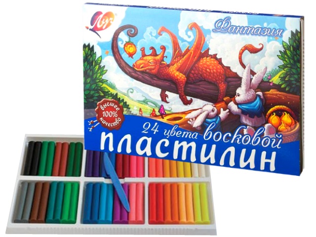 Пластилин 24 цвета Луч Фантазия восковой 420г 25С 1525-08