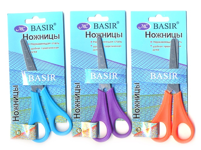 Ножницы детские 13 см Basir с линейкой пластиковые ручки МС-505