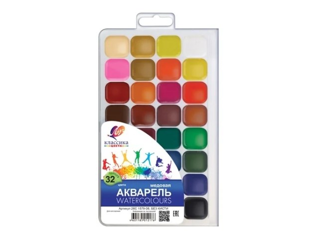 Краски 32 цвета акварель медовая Луч Классика 26С 1579-08