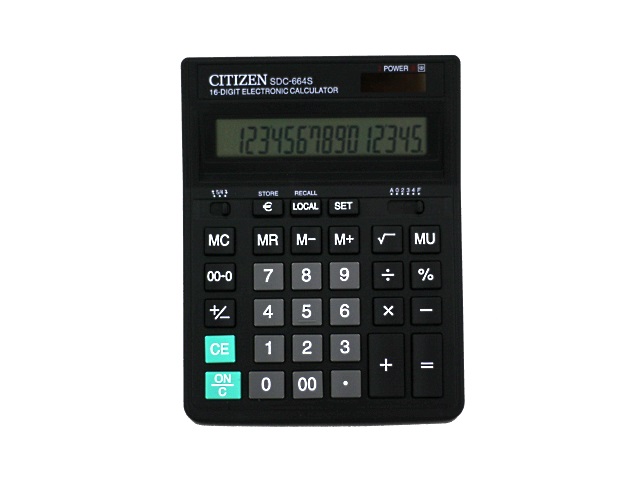 Калькулятор СITIZEN 16-разрядный черный 16*20 см SDC-664S